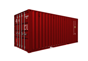 painted red shipping container