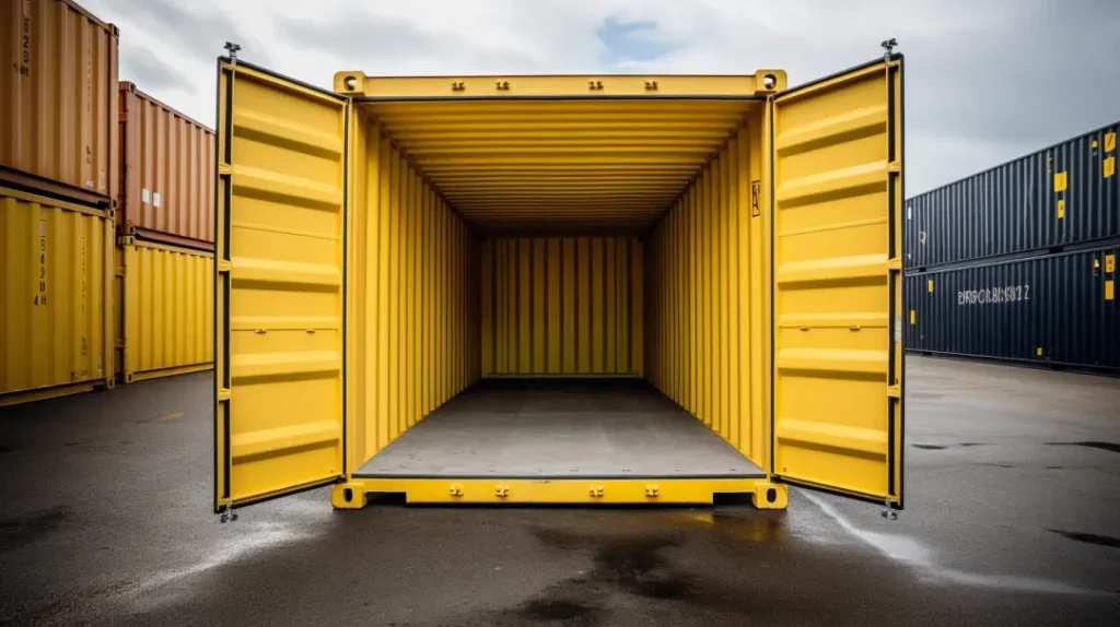 inside a shipping container
